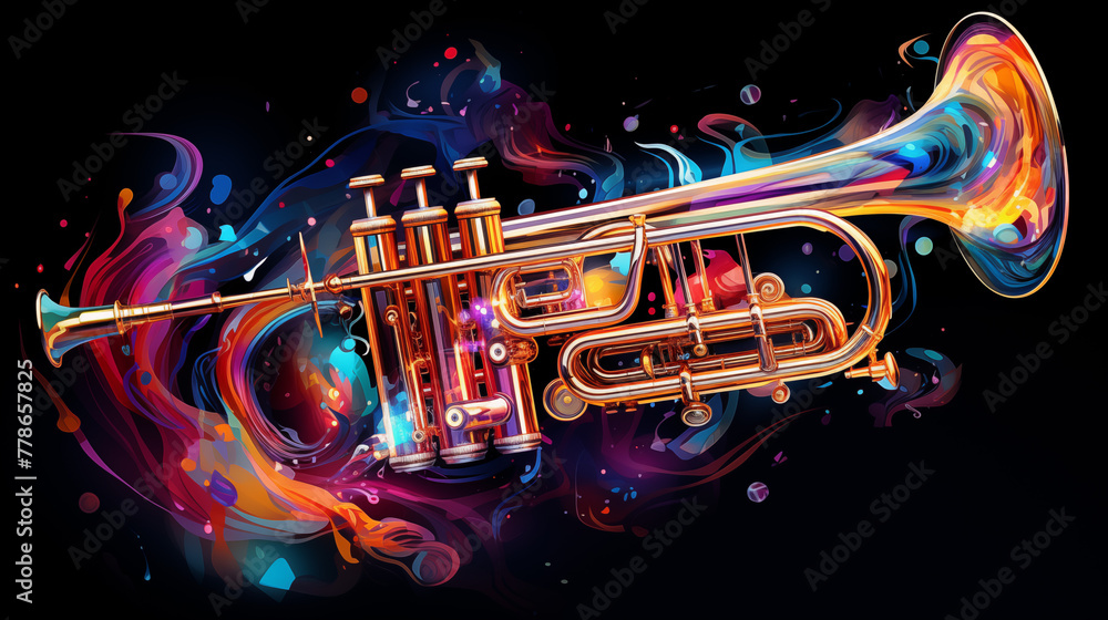 Fototapeta premium colorful trumpet in magic dust wave galaxy