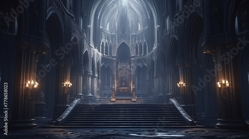 Gothic cathedral interior 3d cg illustration