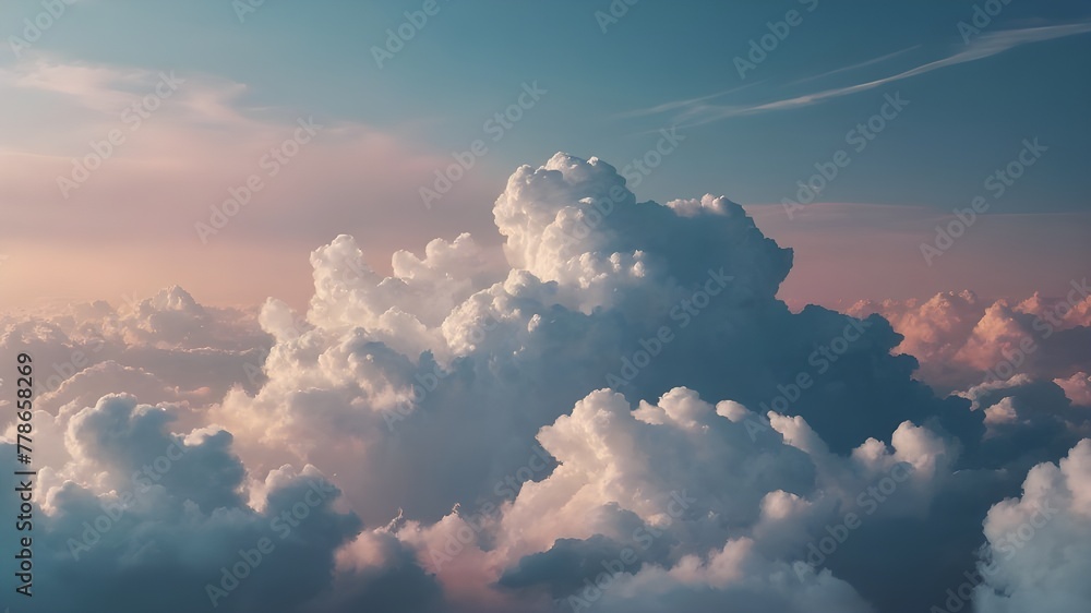 A soft and adorable backdrop of fluffy clouds in pastel colors, beautifully recreated in three dimensions, providing plenty of room for advertising A soft and adorable backdrop of fluffy clouds in pastel colors, beautifully recreated in three dimensions, providing plenty of room for advertising