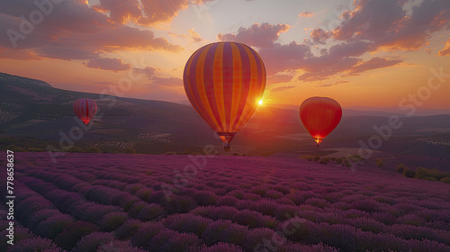 Balloon Rides Over Lavender Fields, A Bird's Eye View of Summer photo