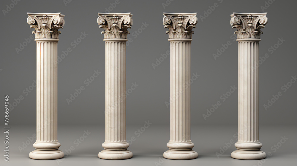 Realistic 3d Render of Columns Doric Ionic and Corinthian Illustration Background Realistic 3d Render of Columns Doric Ionic and Corinthian Illustration Background