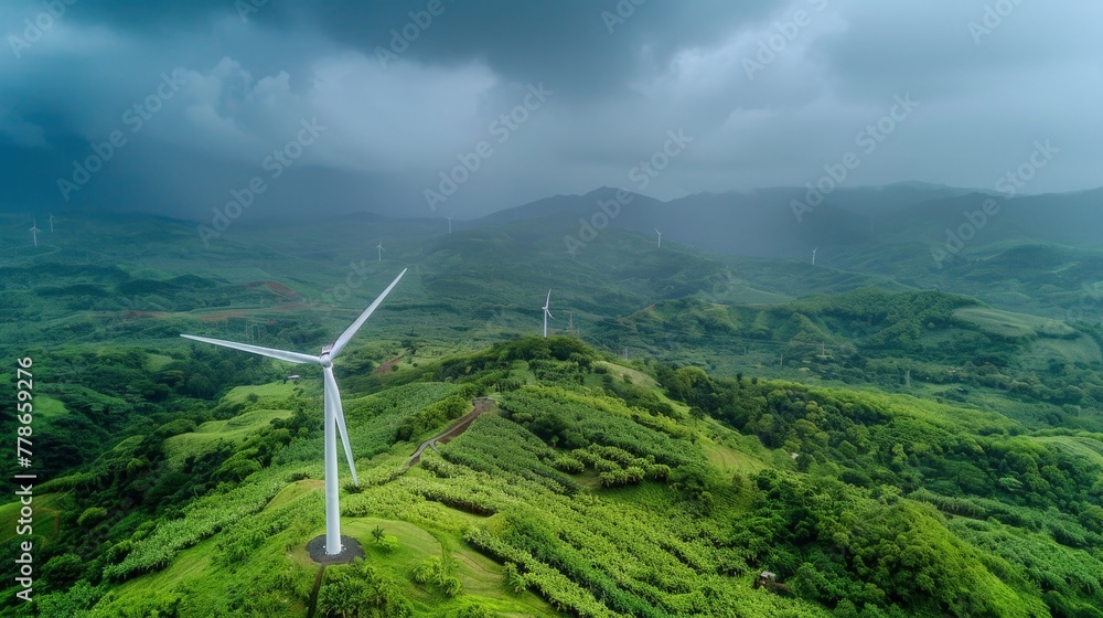 Wind turbines stand tall, a symbol of our shift to sustainable, wind-driven power. Wind turbines stand tall, a symbol of our shift to sustainable, wind-driven power.