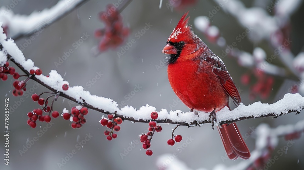 Witness the vibrant hues of cardinals perched on snowy branches, breathing life into winter's monochrome world. Witness the vibrant hues of cardinals perched on snowy branches, breathing life into winter's monochrome world.