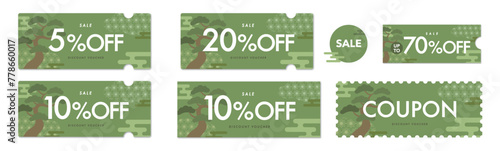 セールに使える和風な盆栽のクーポンベクターアイコンセット