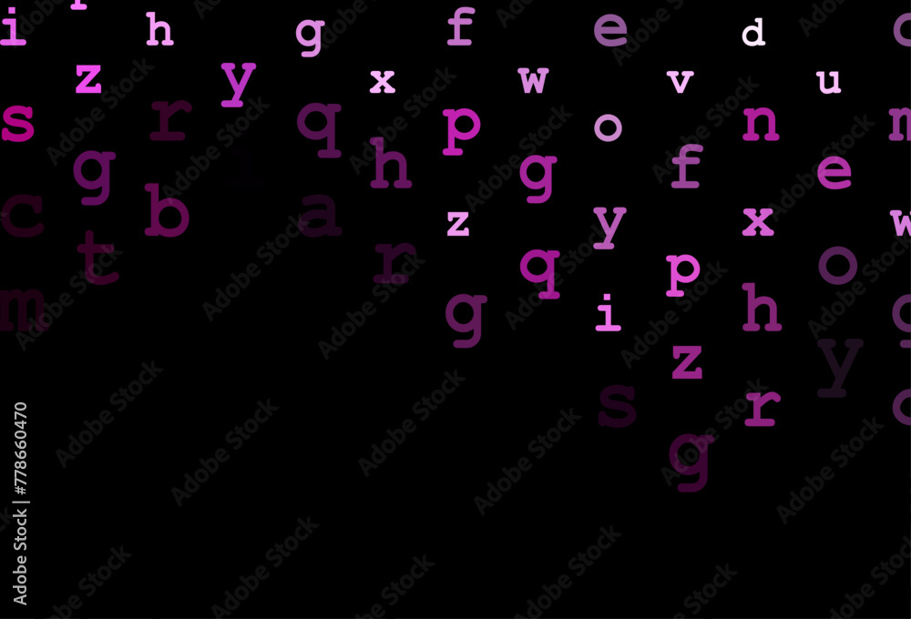 Dark pink vector background with signs of alphabet. Dark pink vector background with signs of alphabet.