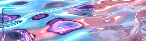 Holographic chrome gradient waves abstract background. Liquid surface, ripples, reflections. 3d render, blur design graphic colorful modern digital background,Texture, pattern, silk fabric 