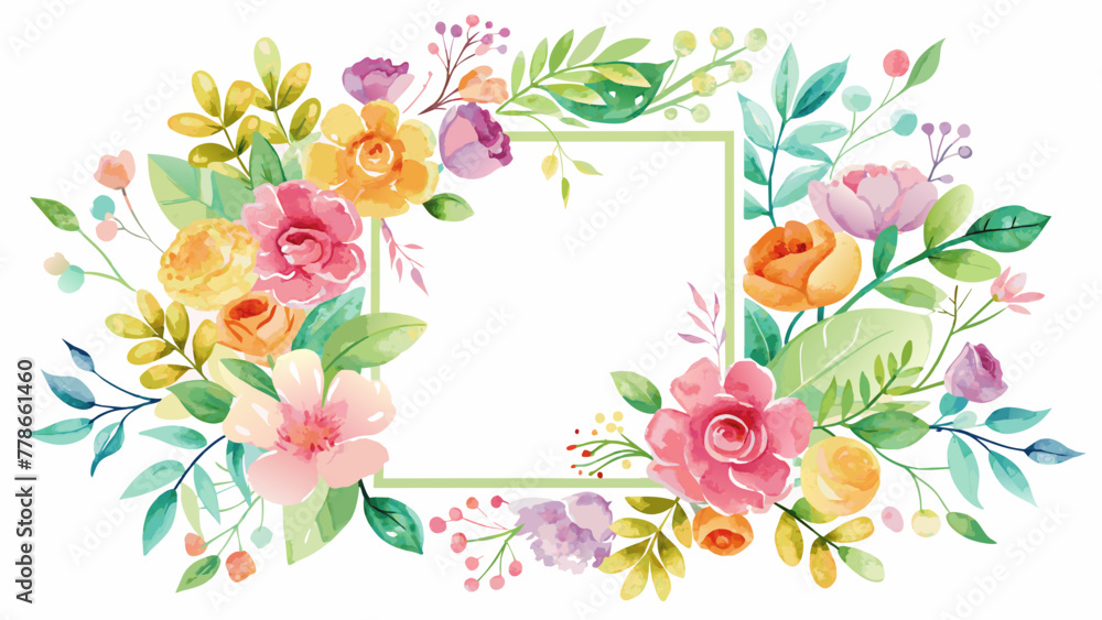 watercolor-floral-frame-square-shape--white-backgr