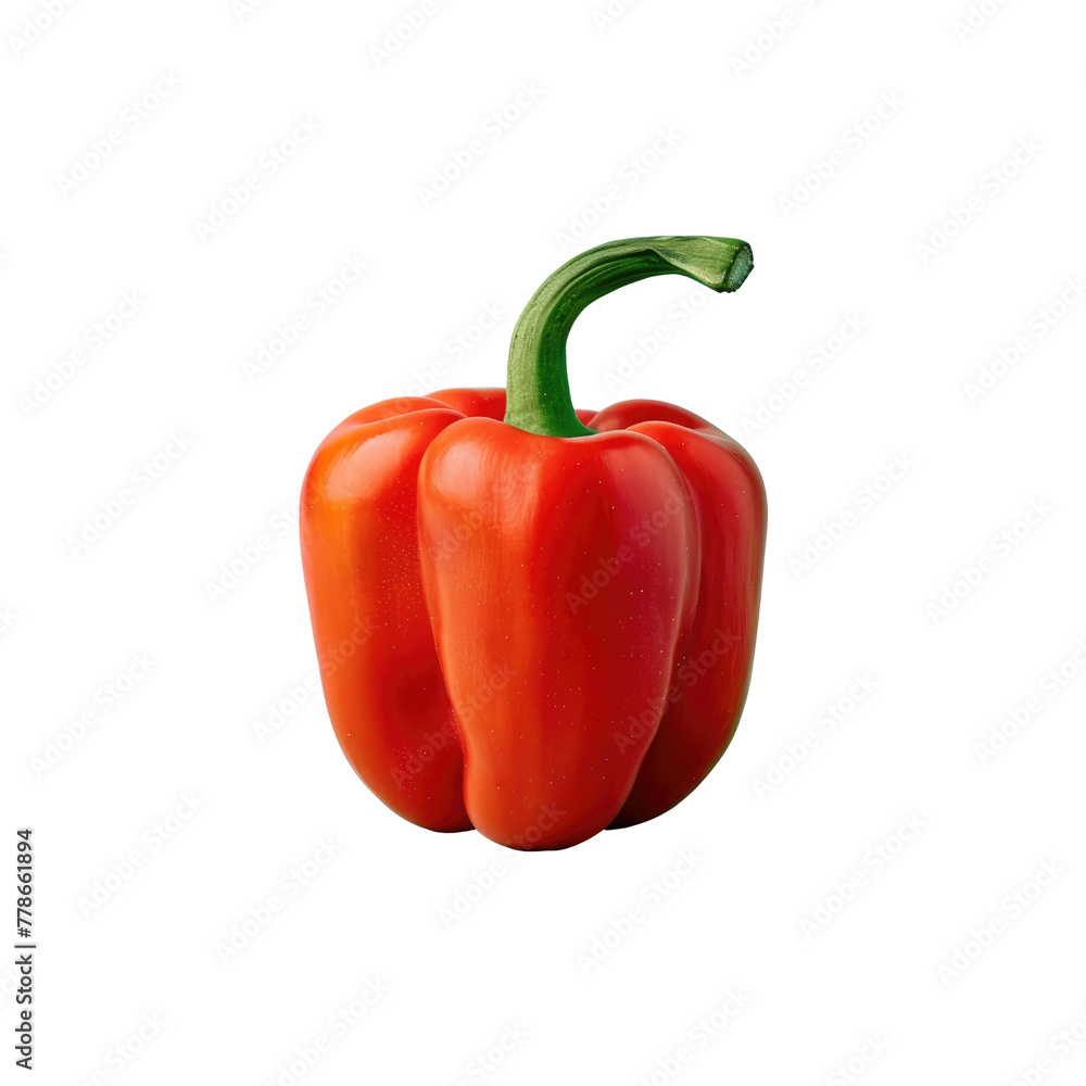 Red pepper on Transparent Background with green stem Red pepper on Transparent Background with green stem
