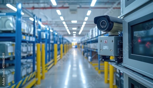 Surveillance camera in the warehouse to ensure security and prevent theft