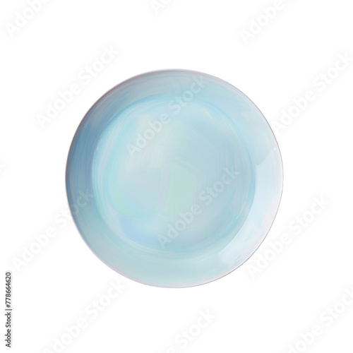 White plate with blue rim on Transparent Background