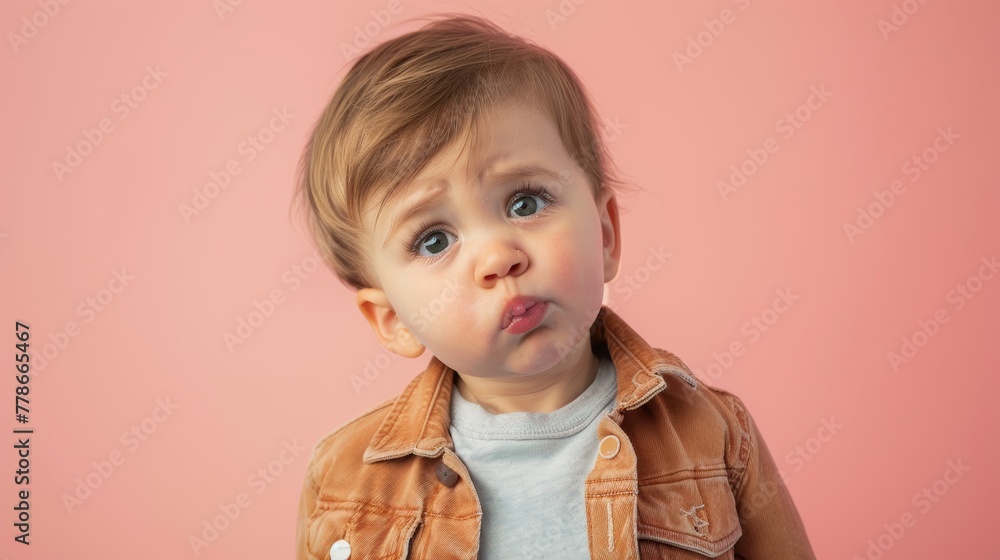 A young boy with a surprised and curious expression (funny looking people) A young boy with a surprised and curious expression (funny looking people)