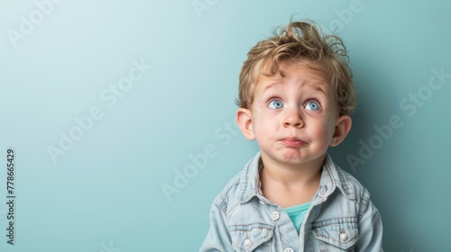 A young boy with a surprised and curious expression (funny looking people)