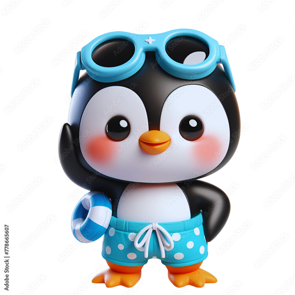 Cute penguin collection wear swimming suit in summer png. Cute penguin collection wear swimming suit in summer png.