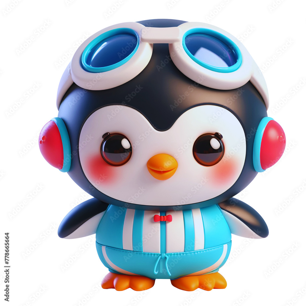 Cute penguin collection wear swimming suit  in summer png.