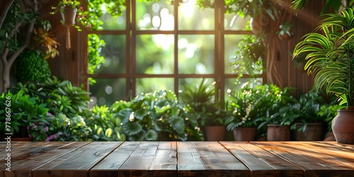 Lush Greenhouse Table with Abundant Greenery and Rustic Charm for Eco Friendly Lifestyle