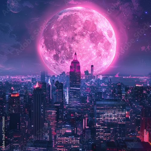 In the neon haze of technological blur, business thrives under the pink super moons watch photo