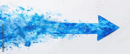 Blue bottom arrow white background,Bend blue arrow image with hi-res rendered artwork that could be used for any graphic design,Blue arrow on a white background. 3d render. Isolated.