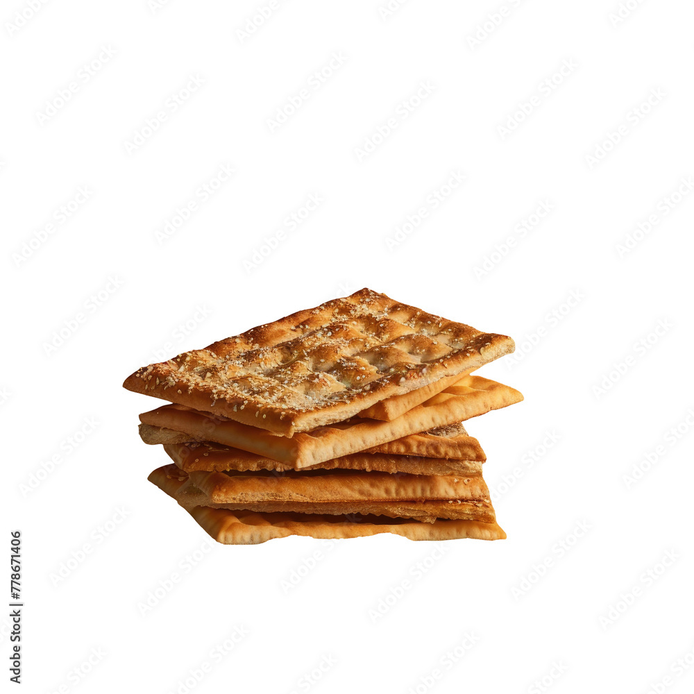 Three crackers stacked atop each other