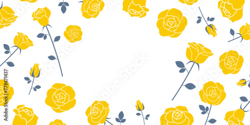 父の日をイメージした黄色い薔薇のフレーム（2:1）_ベクターイラスト
