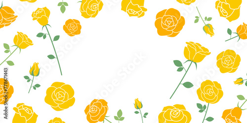 父の日をイメージした黄色い薔薇のフレーム（2:1）_ベクターイラスト