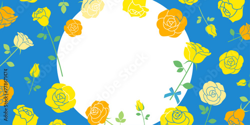 f父の日をイメージした薔薇のフレーム（2:1）_ベクターイラスト