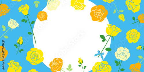父の日をイメージした薔薇のフレーム（2:1）_ベクターイラスト