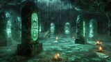 Glowing Grimoire Glyphs in a Crystal Cascade cavern