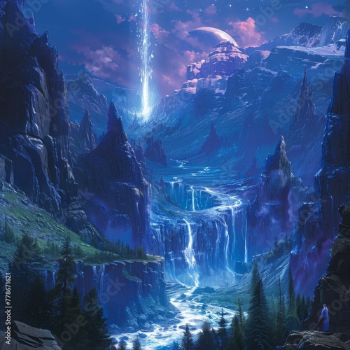 Ether Eclipse dreamscape unfolds in Crystal Cascade valleys