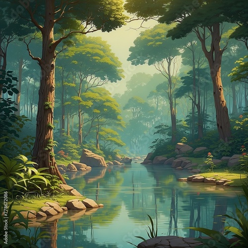 tropical forest lake