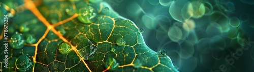 World of chlorophyll cells within a leaf