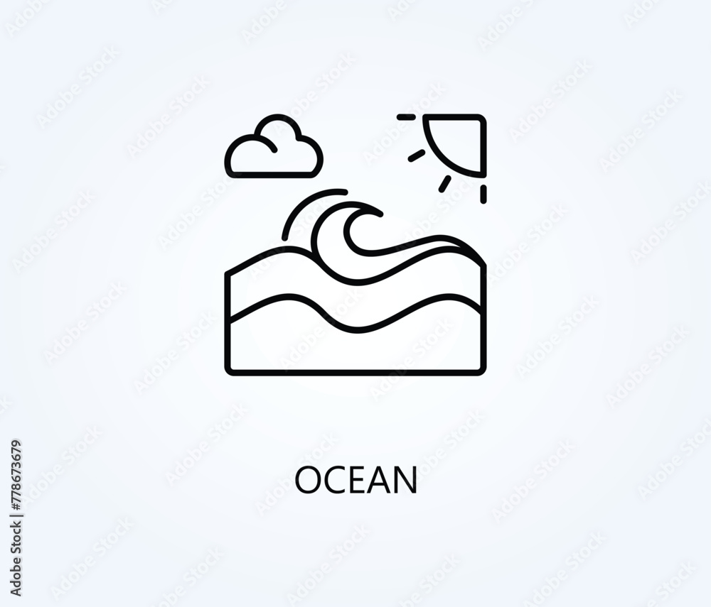 Obraz premium Ocean vector, icon or logo sign symbol illustration.
