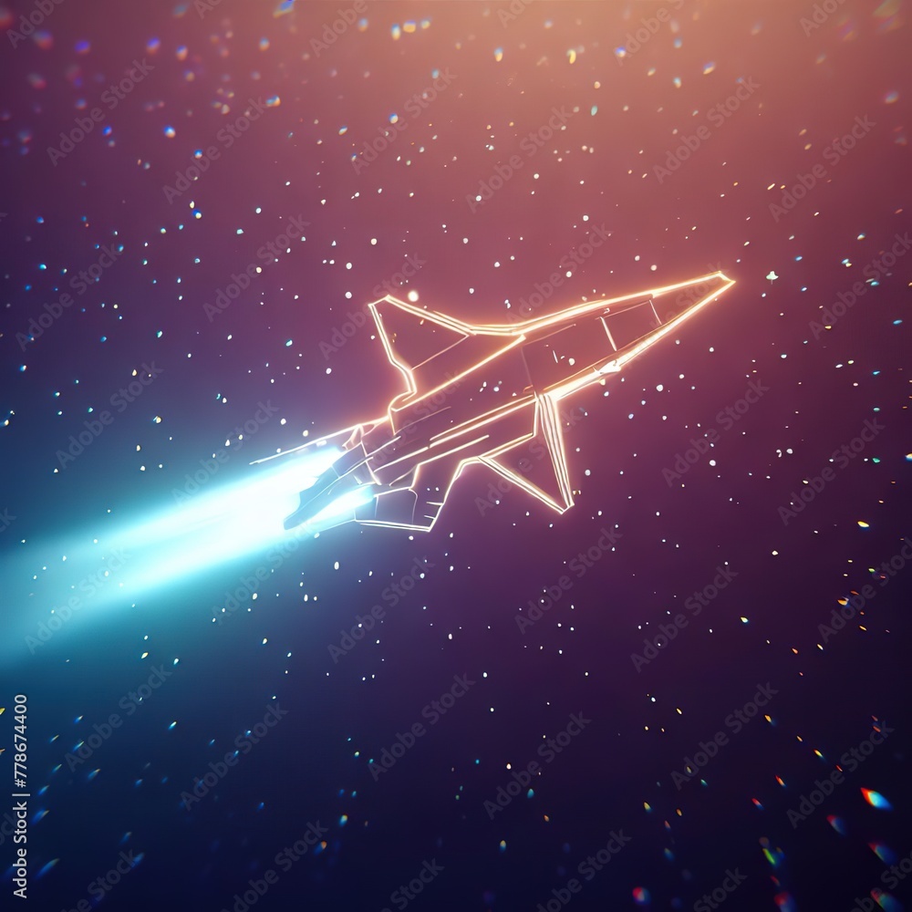 Airplane in flight with dark background.with Generative AI technology Airplane in flight with dark background.with Generative AI technology