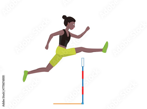 女子の100mハードル競技のイラスト素材です。