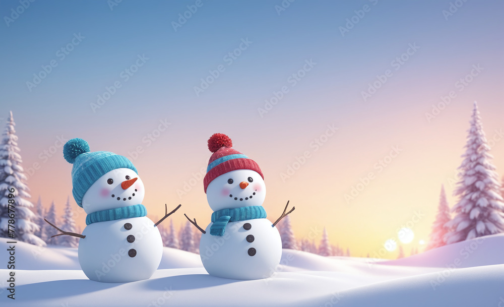 Cute snowman with copy space tint illustration , detailed Cute snowman with copy space tint illustration , detailed
