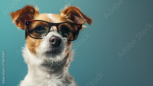 Cool rich successful hipster dog with sunglasses, generative Ai
