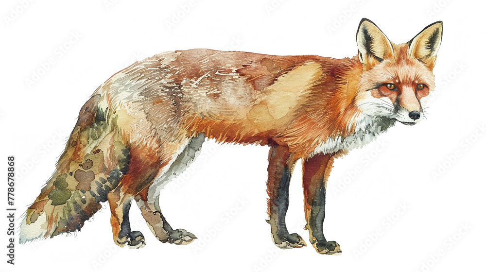 Fox in watercolour Isolated on white background. Fox in watercolour Isolated on white background.