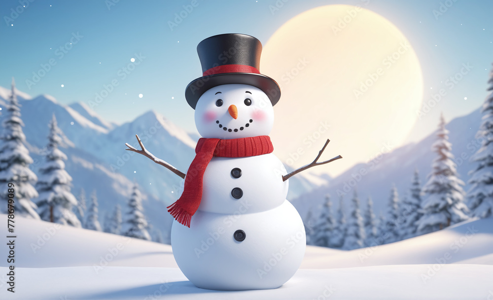 Cute snowman with copy space tint illustration , detailed Cute snowman with copy space tint illustration , detailed