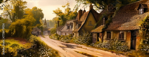 villages with textured oil paintings of Easter Monday scenes filled with quaint cottages and winding streets.