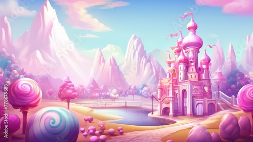 Fantasy candy landscape background