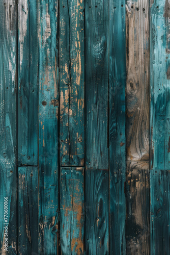 Rustic Teal Wood Texture, Vintage Charm for Interior Design