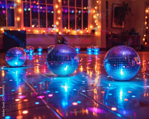 Disco lights and dance floor from the 70s