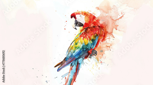 Parrot in watercolour Isolated on white background. © arhendrix