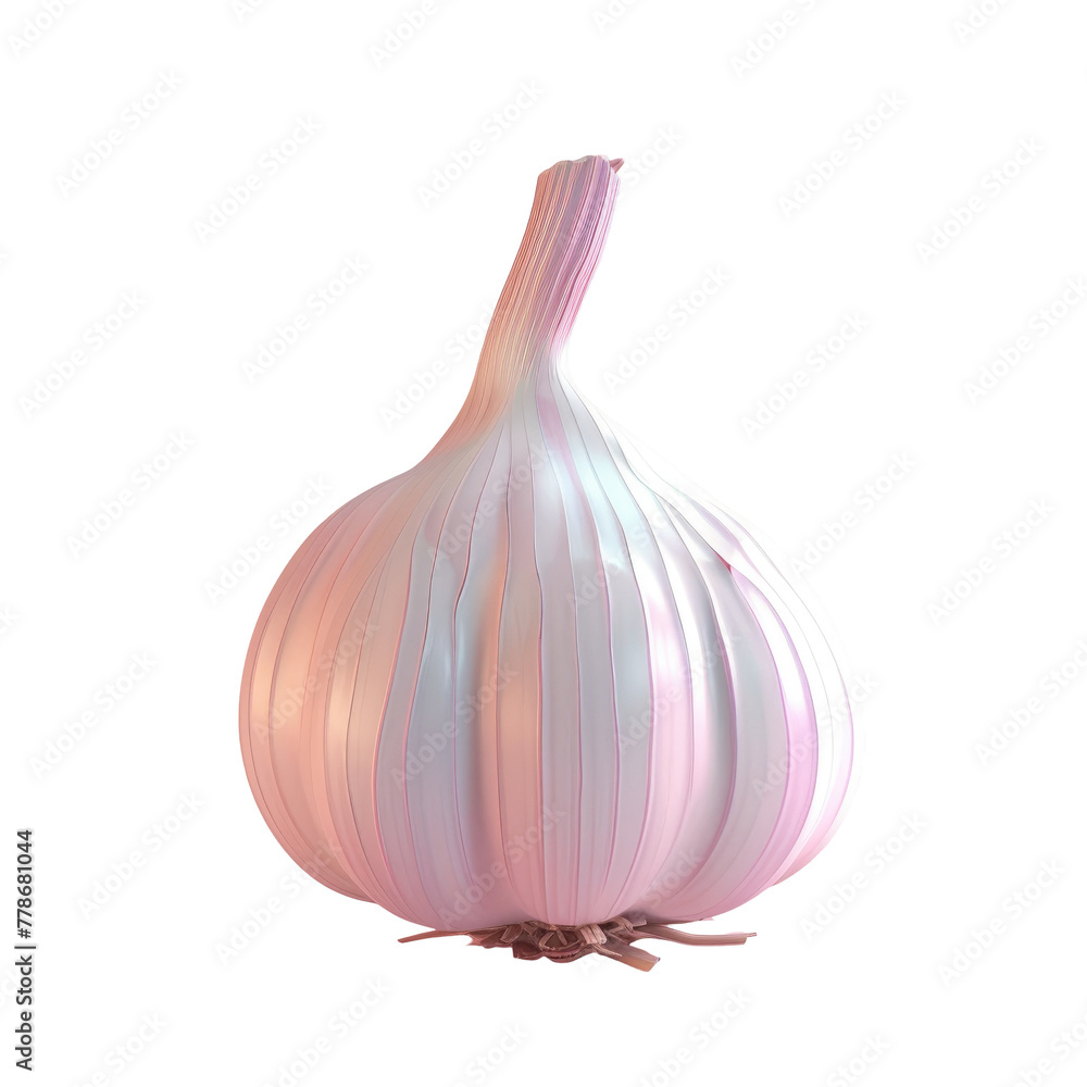 A close up of a white onion on a Transparent Background