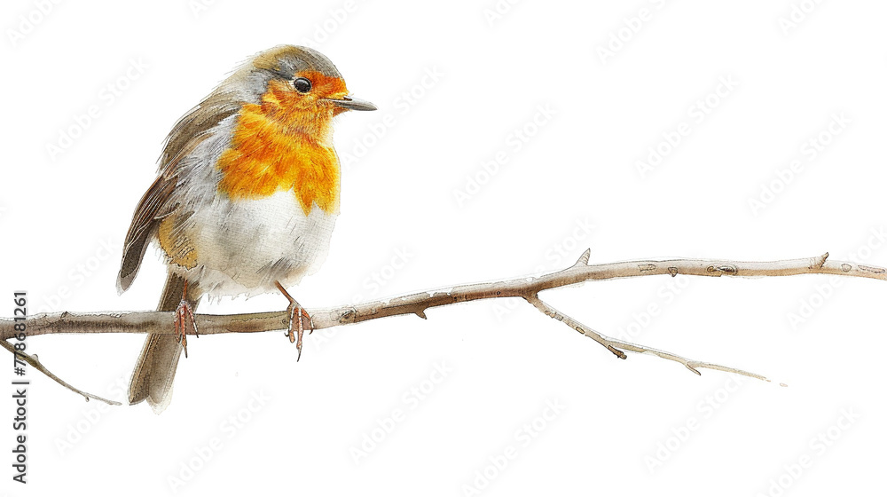 Robin in watercolour Isolated on white background. Robin in watercolour Isolated on white background.