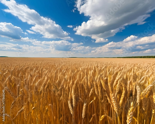 Wheat field under cloudy sky in Ukraine
