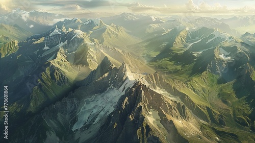 A panoramic view of a mountain chain, illustrating Earth Days grandeur photo