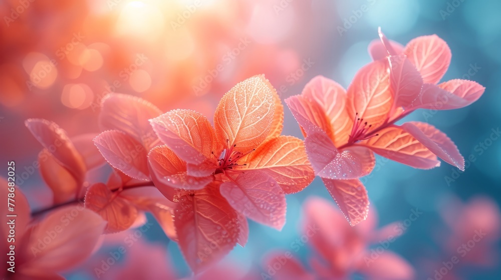 a close up of a branch of a tree with pink flowers in the foreground and a bright blue sky in the background. a close up of a branch of a tree with pink flowers in the foreground and a bright blue sky in the background.