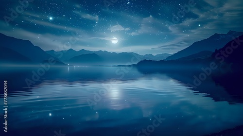 Midnight Mirror: Sky on the Water./n