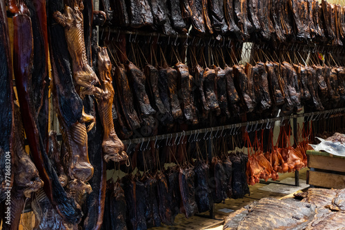 Various dried meats selling in shop in Chendu
