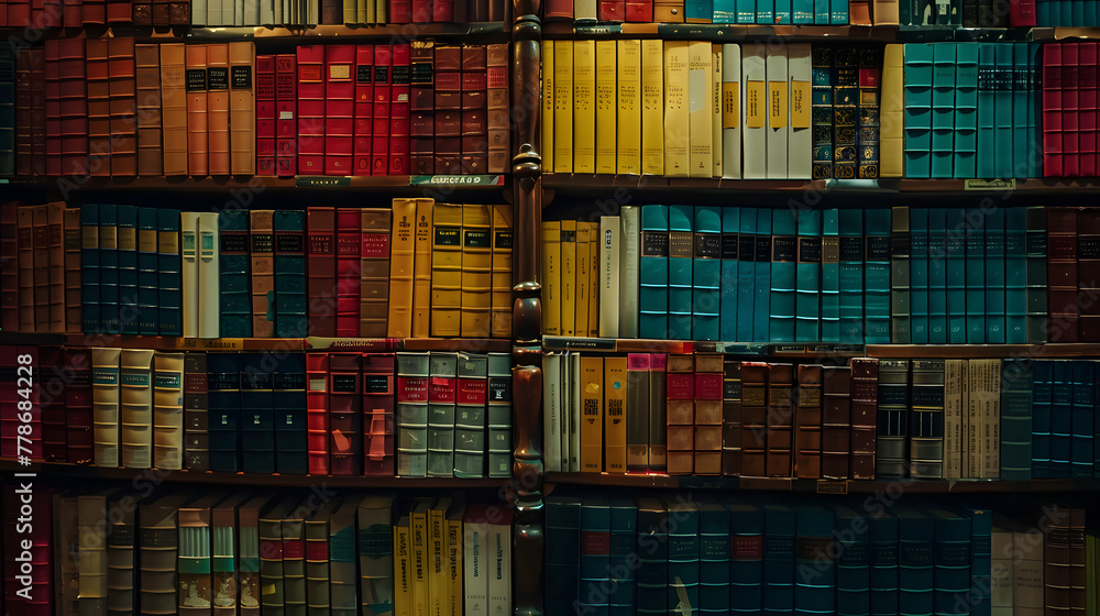 A bookshelf filled with colorful books A bookshelf filled with colorful books